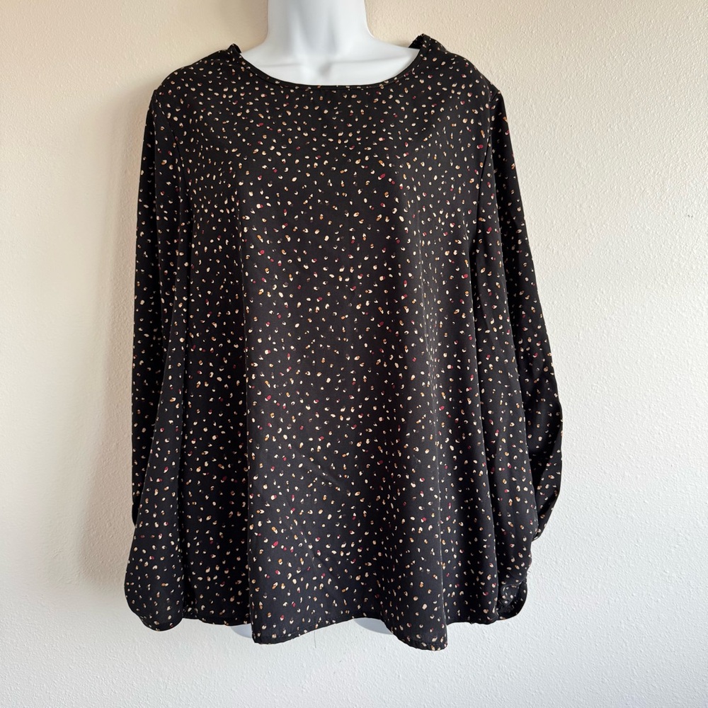 lime+chili Black with Speckled All Over Print SzL Long Sleeve Whimsygoth